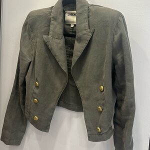 L’Agence cropped blazer with gold buttons